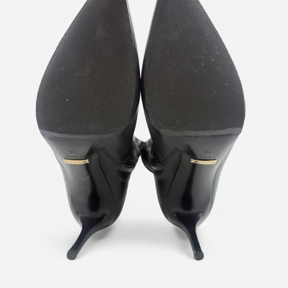 Vintage Gucci Black Leather Knee-high Boots with Horse Bit Detail